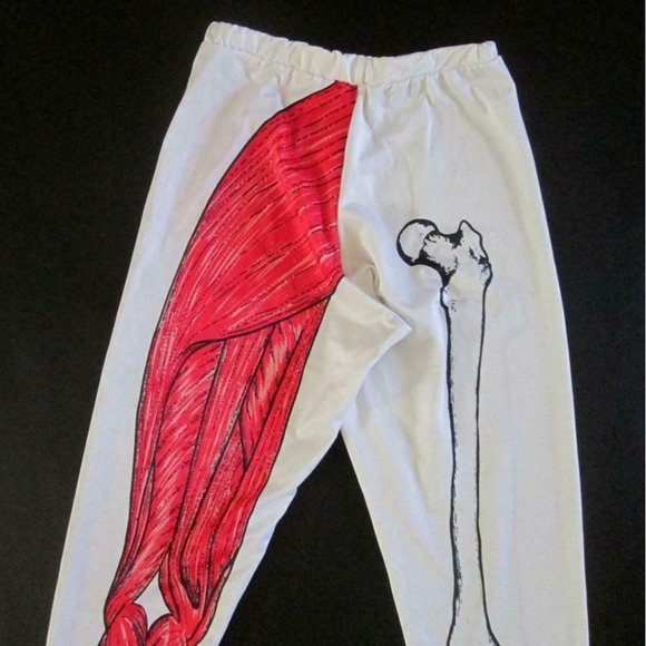 Vintage Inside Out Bodywear Leggings Bones Muscles Anatomy Image 1977 - Picture 3 of 8